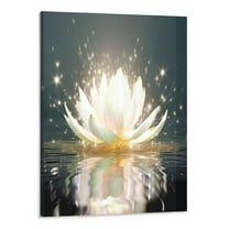 Creowell Zen Canvas Wall Art White Lotus Flower Bloom in Water Picture Prints Wall Decor Framed Grey Painting for Yoga Spa Meditation Spiritual Room Decor (Zen Artwork 16x20Inch)