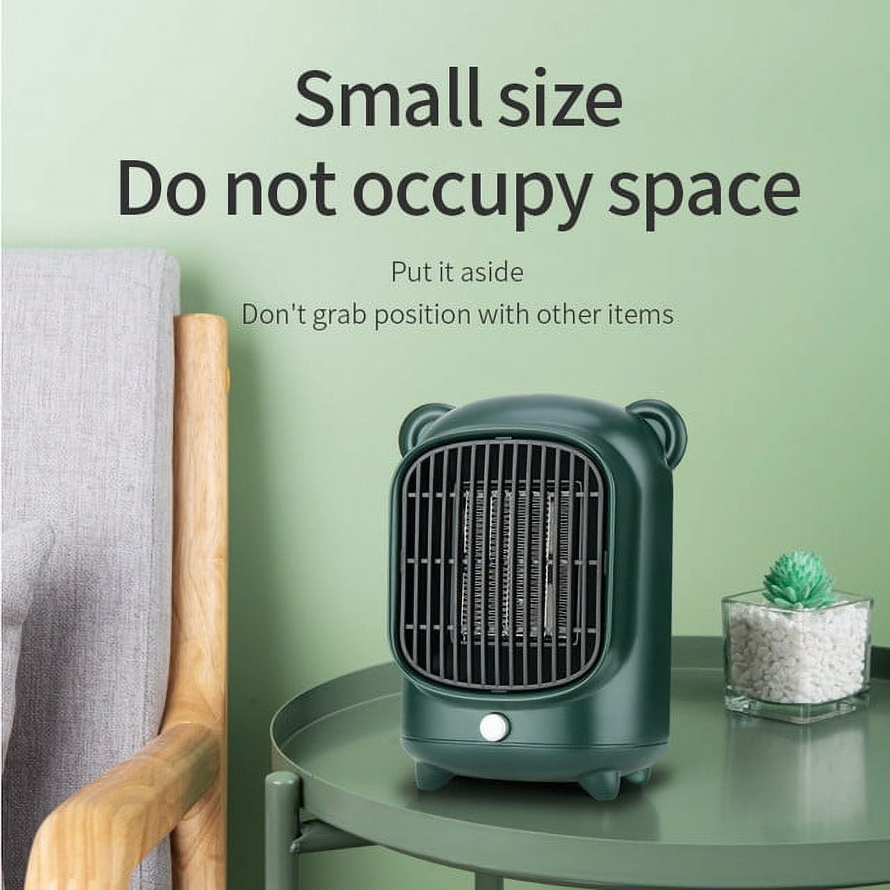 Mini Electric Space Heater Desktop Heating Fan 500W, Black