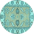 thumbnail image 1 of Ahgly Company Indoor Round Abstract Light Blue Modern Area Rugs, 5' Round, 1 of 4