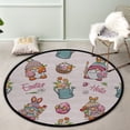 thumbnail image 3 of Coolnut Round Rugs for Living Room, Seamless Pattern Happy Easter Non-Slip Coral Velvet Long Runner Rugs, Washable Water Absorbent Mat Carpet for Bedroom Kitchen Kids Room, 3 of 6