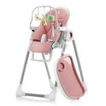 Sweety Fox Baby High Chair Adjustable to 7 Different Heights - Foldable Highchair for Babies and Toddlers, Pink