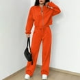 thumbnail image 4 of Women Sweatsuits 2 Piece Set Zip Up Sweatshirt and Wide Leg Sweatpants Set Saffron XL, 4 of 4