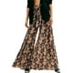 thumbnail image 1 of VISgogo - Pantalones palazzo con cinturón para mujer, pantalones de playa sueltos bohemios de cintura alta con estampado floral/a cuadros/cachemira VISgogo moda, 1 of 3
