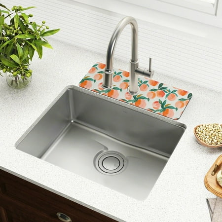 

Peach Fruit Faucet Mat for Kitchen Sink 15 Sink Splash Guard Mat Super Absorbent Fast Drying Drain Pad