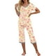 thumbnail image 2 of Puntoco Pijamas para mujer Conjunto de pijama y pantalón de manga corta con cuello en V para mujer Pijamas casuales con bolsillos, 2 of 5