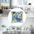 thumbnail image 5 of Acheng Yellow and Blue Throw Pillow Cushion Cover, Spring Flower Watercolor Flourishing Vibrant Blooms Design, Decorative Square Accent Pillow Case, Lime Green Royal Blue 18x18in, 5 of 7
