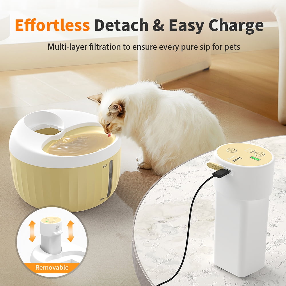 Charkool Automatic Cat Water Fountain 40.5oz/1.2 L with Motion Sensor, Easy-to-See Water Level, Pet Fountain