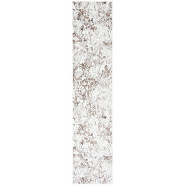 SAFAVIEH Toscana Crystal Abstract Polyester Runner Rug, Grey/Ivory, 2' x 9'