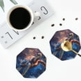thumbnail image 4 of Lsque Night Sky Turtle Pattern 4" Drink Coasters Set of 4, PVC Leather Absorbent Coasters, Table Coaster Set Decorative Coffee Cup Coasters Housewarming Gift -Octagon, 4 of 6