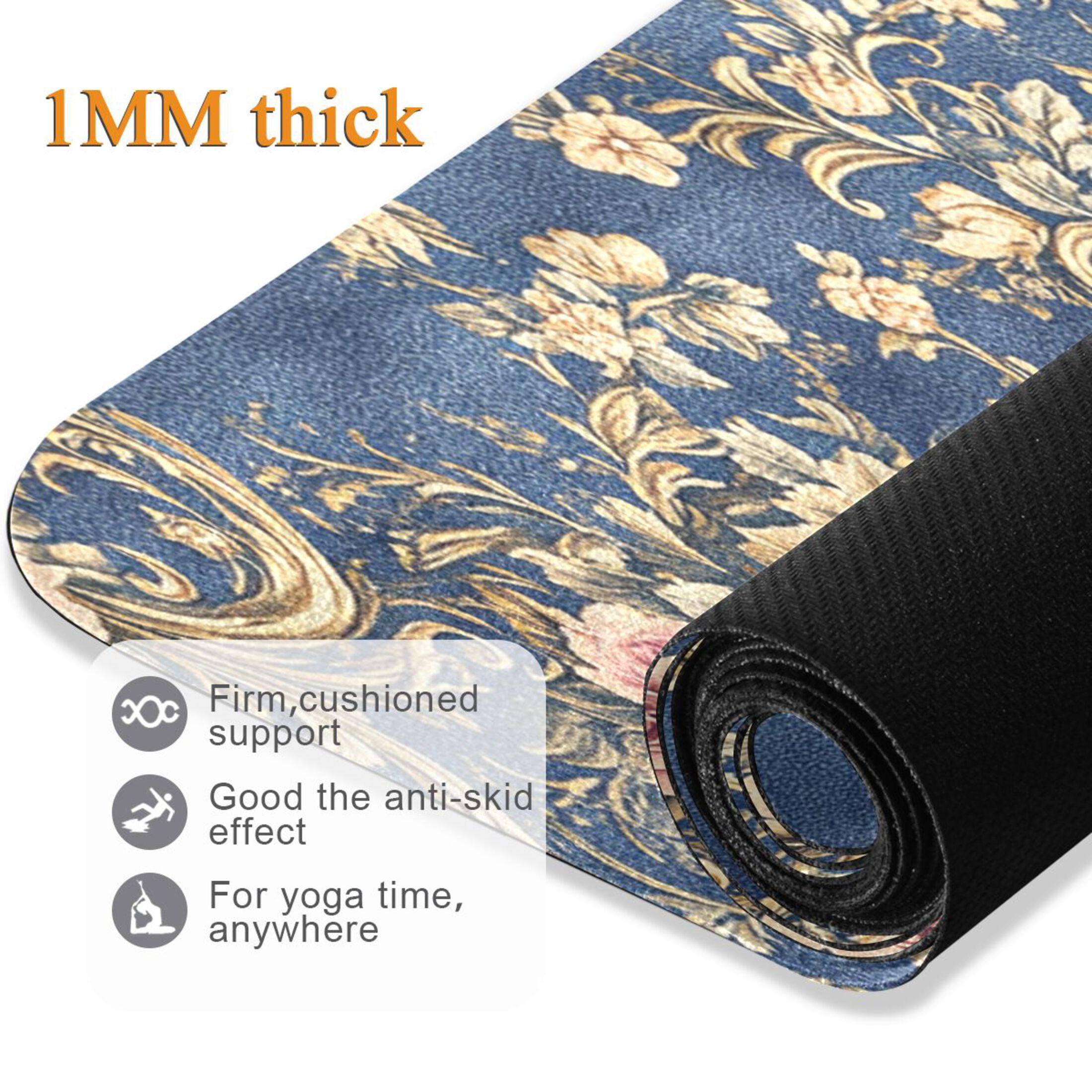 BZSMCE Yoga Mat Women Damask Of Floral Fitness Mat