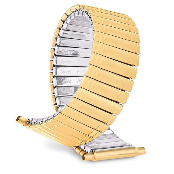 Speidel Men’s Stainless Steel Comfortable Stretch Watch Band, Gold Tone Replacement Strap, 16-22mm, Straight End with No Clasp