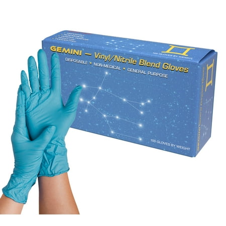 

Gemini - 5 Mils Disposable Gloves – Blue Nitrile Vinyl Blend Glove Latex Free - 100 PCS M