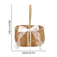 thumbnail image 3 of Yakvarog Handwoven Rattan Flower Girl Basket, Lightweight Wicker Basket with Bows & Handle, Pearl Detail, Summer Wedding, Bridal Shower, Petal Toss, Bridesmaid Gifts & Home Decor, 3 of 6