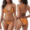 thumbnail image 4 of Horeoi Orange Glitter Pattern Women's Adjustable Bikini Set High-Cut Two-Piece Swimsuit for Beach Pool Party Tropical Vacation, 4 of 5