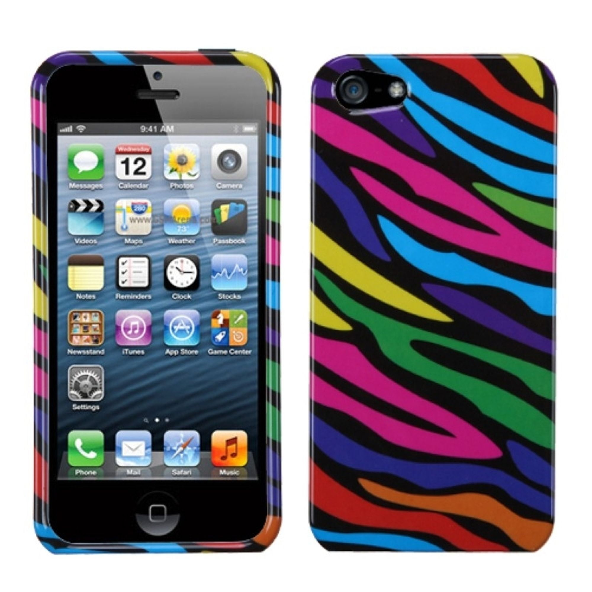 Insten Neon Zebra Skin Phone Case for Apple iPhone SE / 5S / 5
