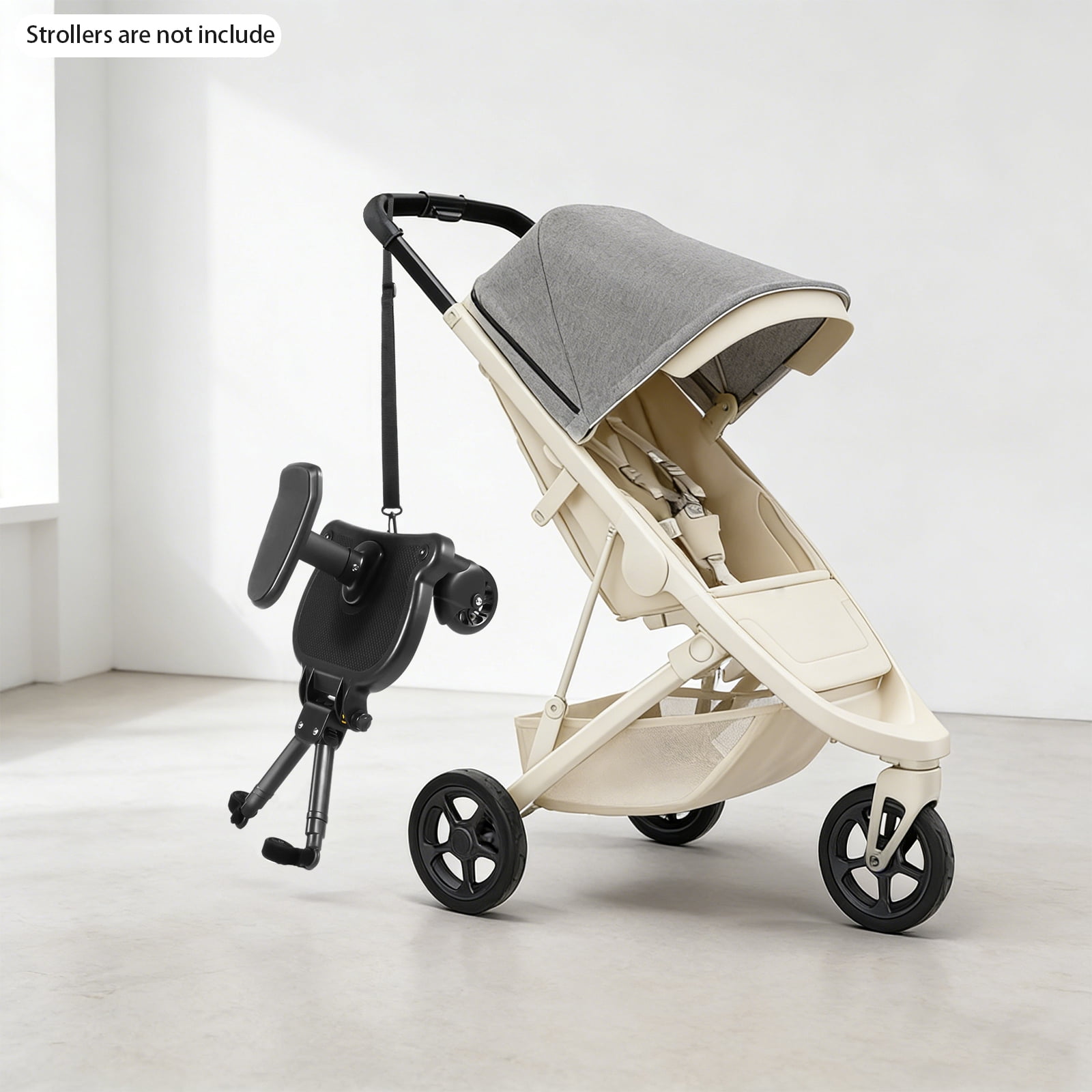 Universal Stroller Board, 2-in-1 Sitting Standing Stroller Rider Board with Detachable Seat Pram Pedal Adapter for Most Strollers, Holds Children Up to 55Lbs 3-7 Years