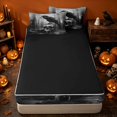 thumbnail image 4 of Erosebridal Spooky Raven Zipper Full Size Comforter Sets with Fitted Sheet and 2 Pillowcases, Halloween Bone Skull Zipper Bedding Set for Boys Girls, Charcoal Black Gray, Black Reversible, 4 of 7