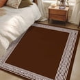thumbnail image 5 of Coffee Brown Greek Key Large Area Rugs for Bedroom Living Room, Soft Non Slip Carpet Bedside Rug, Geometric Greece Ancient Farmhouse Geo Rectangular Floor Cover Kitchen Accent Rug 4'x6' for Office, 5 of 9