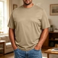 thumbnail image 2 of Men's Big and Tall Shirts 5xlt Men's Big and Tall Active T-Shirt – Moisture Wicking Dry Fit Workout Shirt – Short Sleeve Longer Length Activewear Khaki L, 2 of 4