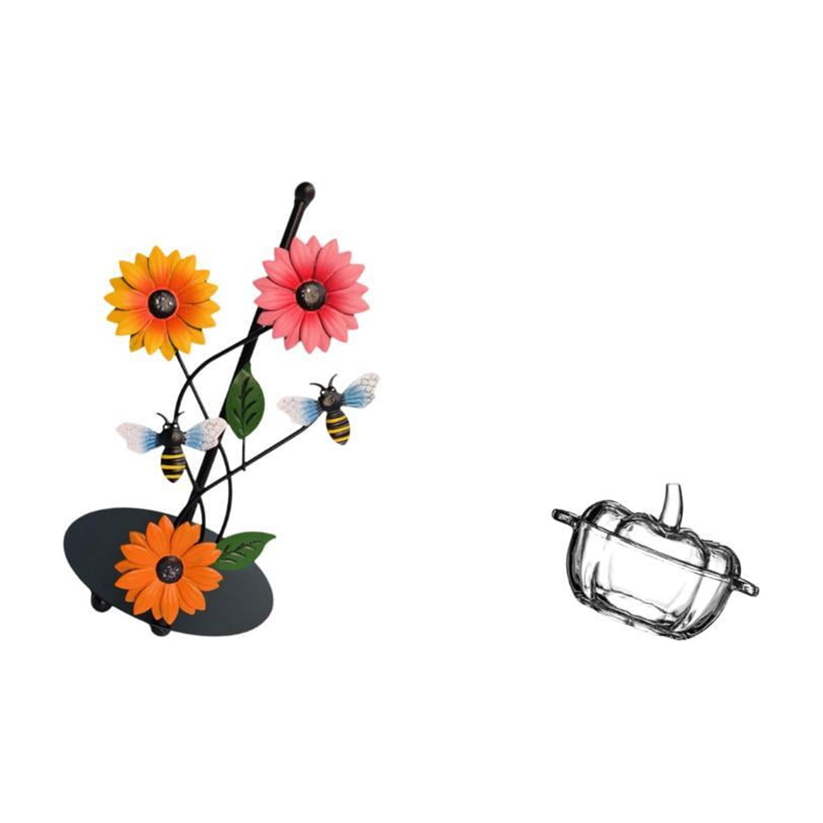 Fiocias Toilet Paper Holder Paper Towel Holder Candy Dish Glass Candy Jar Iron Glass Material Weighted Base Suitable for Room Office Desk Party