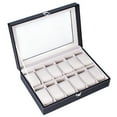 thumbnail image 3 of 12 Slots Watch Box, High-grade Leather Watch Collection Storage Box, Black, 3 of 7