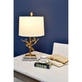 thumbnail image 3 of Lucas McKearn Audubon Metal Table Lamp with White Linen Shade in Gold Leaf, 3 of 5