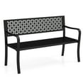 thumbnail image 1 of Costway 50" Garden Bench with Patterned Backrest and Curved Armrests for Porch Lawn, 1 of 10