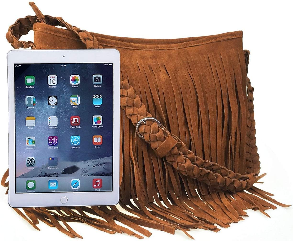Merbaa Women's Hippie Fringe Tassel Messenger Bag | Vintage Suede Hobo Crossbody Bag In Light Grey