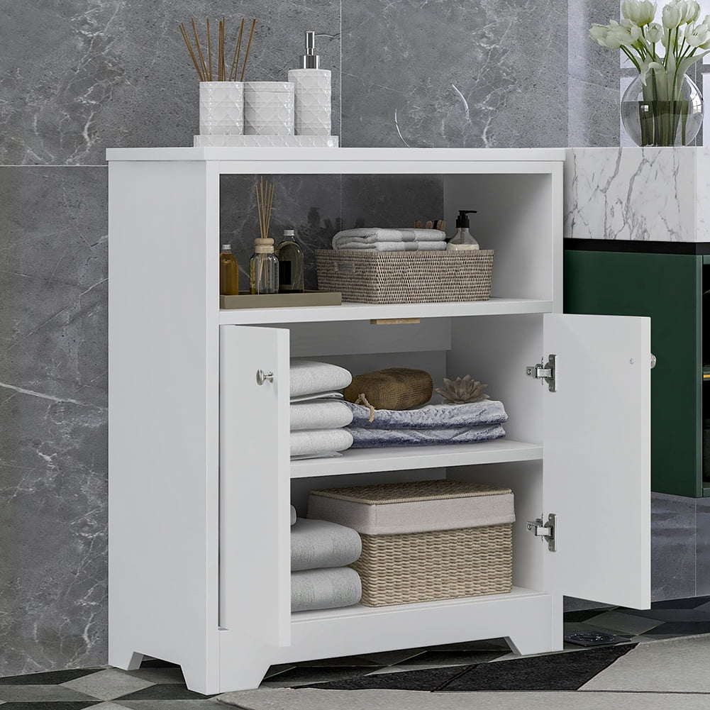 Kepooman Bathroom Storage Cabinet, Freestanding Floor Sideboard, Accent Cabinet with Adjustable Shelf, Industrial TV Console for Home Kitchen, White Kepooman Bathroom Storage Cabinet, Freestanding Floor Sideboard, Accent Cabinet with Adjustable Shelf, Industrial TV Console for Home Kitchen, White