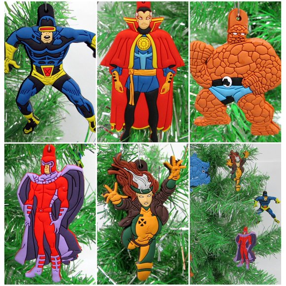 Christmas Tree Ornaments X-Men and Other Comic Books Super Hero Set Featuring Prominent Xmen Characters - Unique Shatterproof Plastic Design