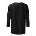 thumbnail image 4 of MIXUE Womens Summer Tops Summer Solid Color Round Neck Hollow Out 3/4 Sleeve Slim Casual Comfortable Tshirts Streetwear,Black,XL, 4 of 6