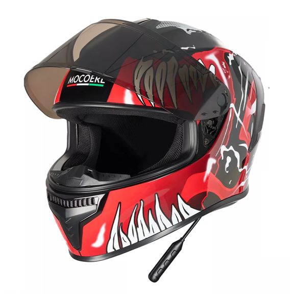 Casco Para Moto Integral Con Bluetooth Rojo NEGRO Venom TALLA M