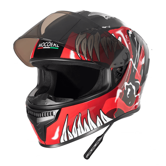 Casco Para Moto Integral Con Bluetooth Rojo NEGRO Venom TALLA M