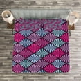 thumbnail image 3 of Ambesonne Geometric Quilted Bedspread Set 3 Pcs, Motif, Queen Size, Aqua Magenta Violet, 3 of 3