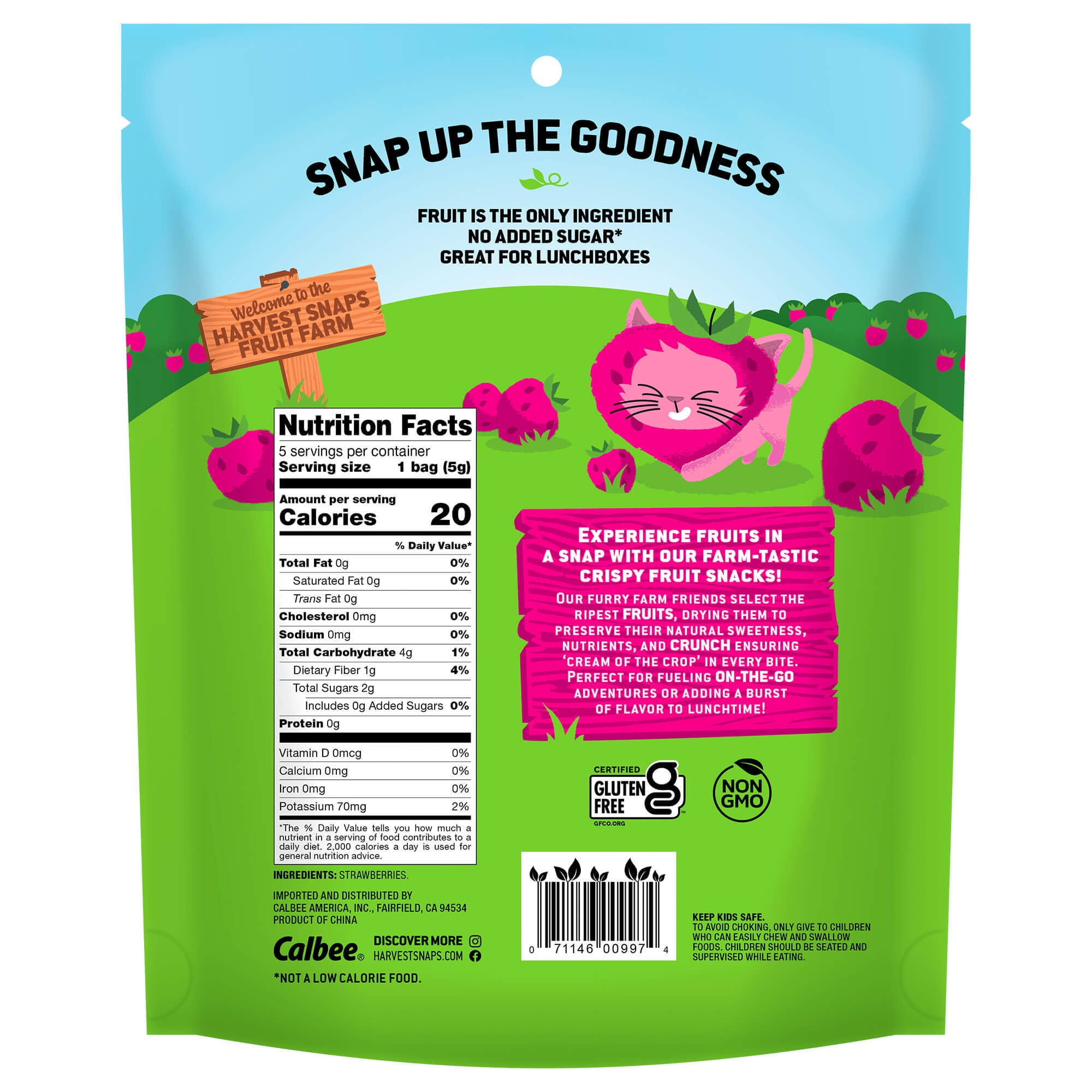 Harvest Snaps Kids Crispy Strawberries 5 - 0.18 oz Bags