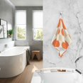 thumbnail image 2 of Yayeee 2 Pack Hand Towels for Bathroom 100% Cotton 16" x 28" Soft Absorbent Kitchen Towel, Orange Geometric Circles, 2 of 7