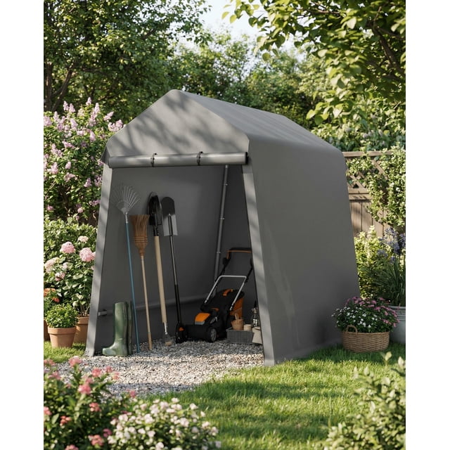 BeesClover Tente de Rangement Extérieure Robuste, Abri d'Auto Extérieur Portable Imperméable et Résistant aux UV, Unité de Rangement Extérieure, Portes à Glissière Enroulables et Évents, Abri de Garage Toutes Saisons pour Motocyclette, VTT, Vélo, Jardin