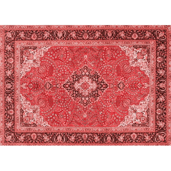 Ahgly Company Indoor Rectangle Medallion Red Traditional Area Rugs, 7' x 9'
