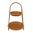 thumbnail image 4 of veasfak Circular Food Serving Basket Storage Rack Imitation Rattan Versatile Countertop Organizer Fruit Snacks Holder with Top Handle Two Layers, 4 of 9