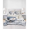 thumbnail image 2 of Full Size Quilt Bedding Set, Beige Scarf Snowman Christmas Reversible Summer Quilt 3 Pieces, Winter Xmas Snowflake Lightweight Bedspreads Coverlets with 2 Pillow Shams for All Seasons, 2 of 5