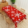 thumbnail image 3 of Nanqianyi Christmas Rectangular Tablecloth 60×84 Inch, Winter White Snowflakes Red Washable Table Cover for Christmas Family Gathering, 3 of 6