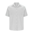 thumbnail image 4 of YFNNUP Mens Linen Shirts Button Down Short Sleeve Shirt Casual Summer Dress Shirt with Pocket Beach Mexican Hippie Wedding Tops, 4 of 6