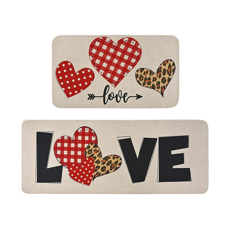 Valentine's Day Rugs And Mats Set Of 2 Cushioned Anti Fatigue