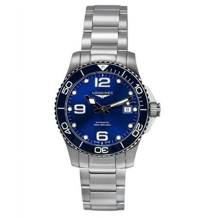 Longines HydroConquest Stainless Steel Sunray Blue Dial Automatic Diver's L3.780.4.96.6 300M Men's Watch
