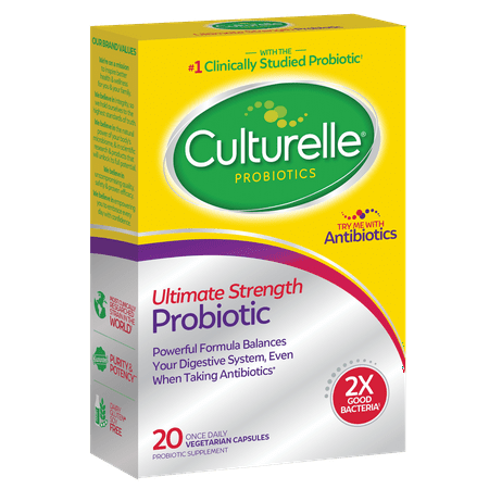 Culturelle Ultimate Strength Probiotic Capsules, Digestive Health for Men and Women, 20 Count