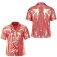 thumbnail image 7 of iiniim Mens Short Sleeve Shiny Button up Blouse T Shirt for Party and Clubbing Hot Pink XXL, 7 of 7