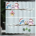 thumbnail image 4 of Ambesonne Owl Shower Curtain, Owls with Santa Hats, 69"Wx84"L, Grey, 4 of 5