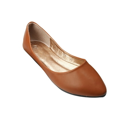 

Rotosw Women Flat Shoes Comfort Casual Walking Shoe Non-slip Flats Lightweight Pointy Toe Slip-Ons Daily Breathable Loafers Brown 6