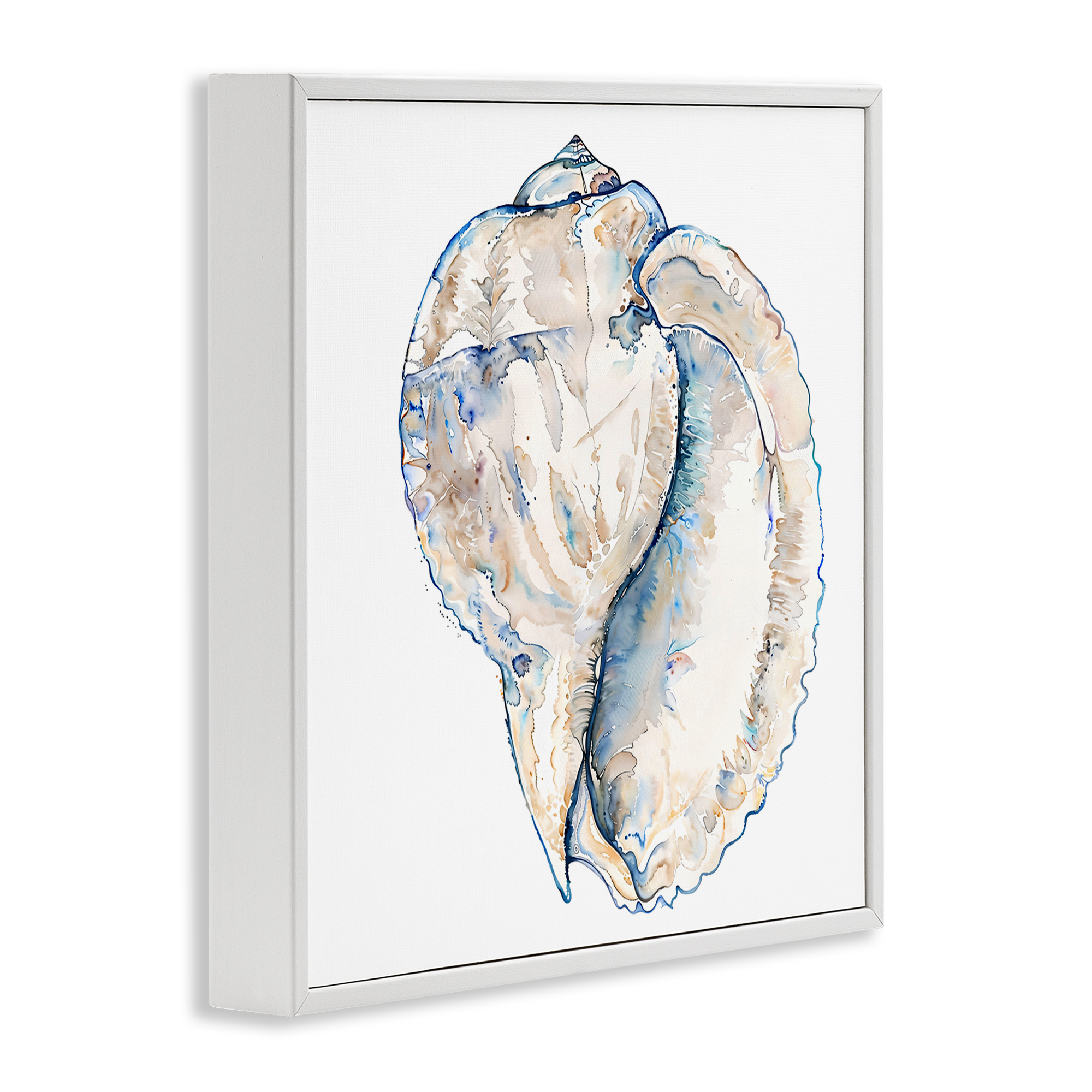 Stupell Industries Conch Shell on White Coastal Painting White Framed Art Print Wall Art, 17 x 17