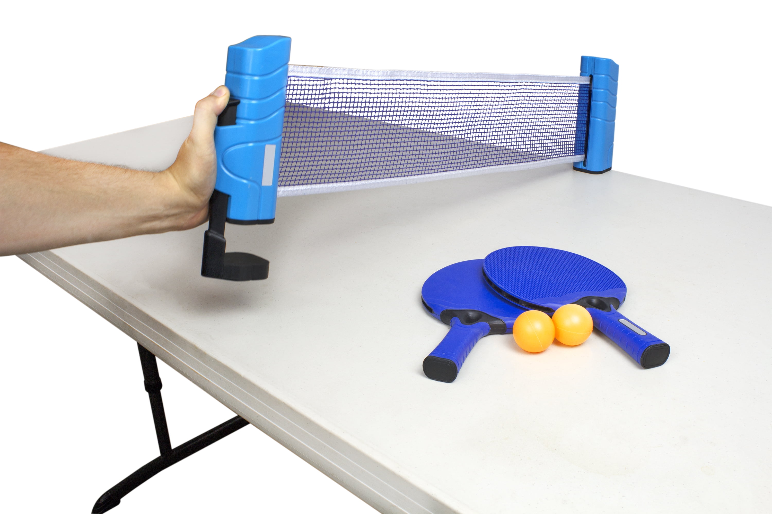 Poolmaster Play N Go - Portable Table Tennis Set with Retractable Net, Two Paddles, Two Ping Pong Balls and Carrying Case (Fits Tables Up To 64" Wide)